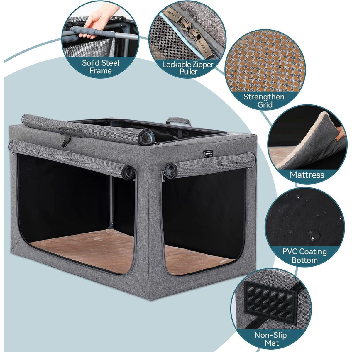 Faltbare Hundebox Grau L – Komfortabler Schlafplatz & Transport