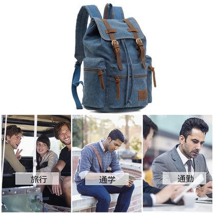 Vintage Canvas Rucksack – Daypack für Laptop, Schule & Reisen