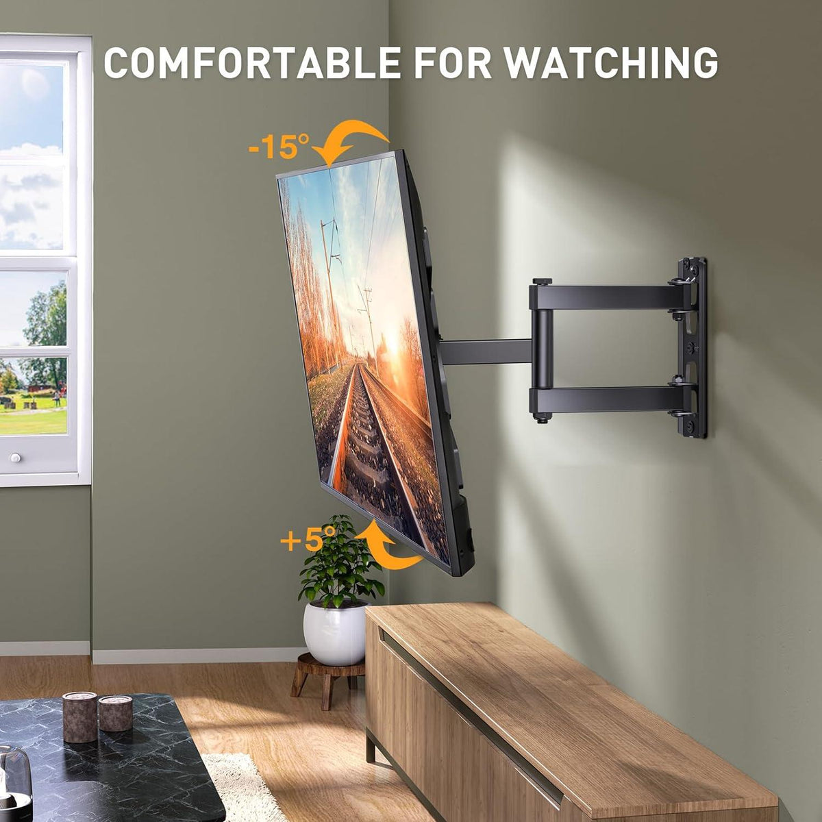 TV Wandhalterung Schwenkbar Neigbar 26-60 Zoll VESA 400x400mm 45Kg