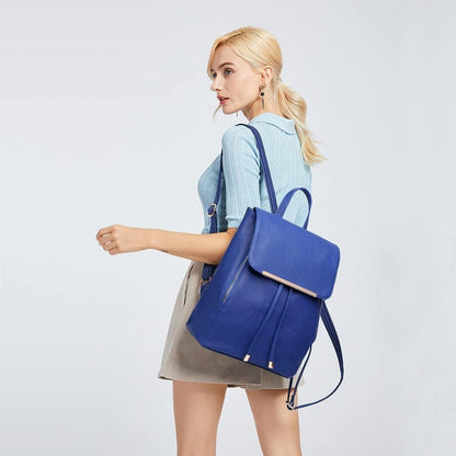Miss Lulu Damen Cityrucksack Elegant Kunstleder Tunnelzug
