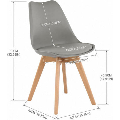 EGGREE Esszimmerstühle Set 4er - Skandinavisches Design, Grau