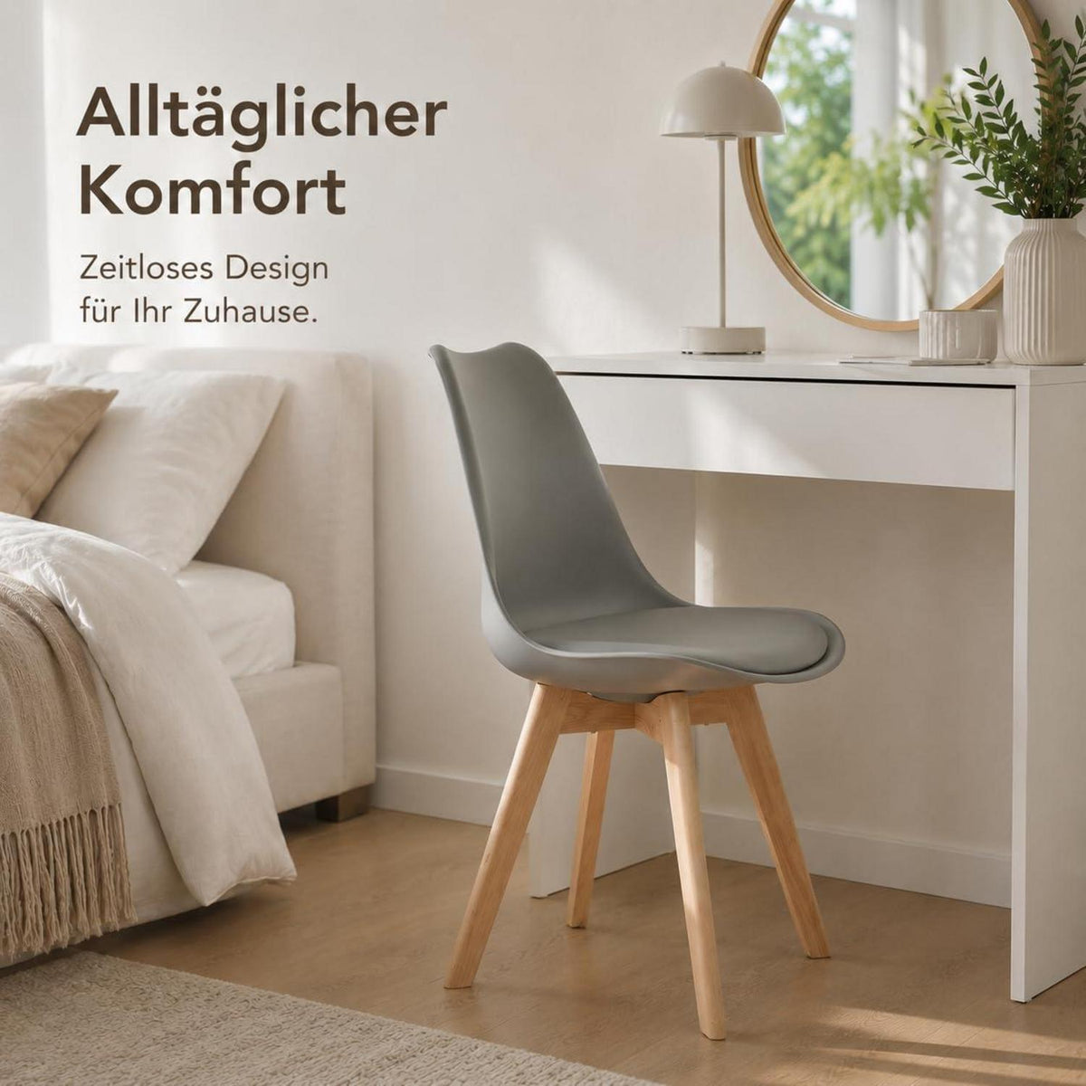 EGGREE Esszimmerstühle Set 4er - Skandinavisches Design, Grau