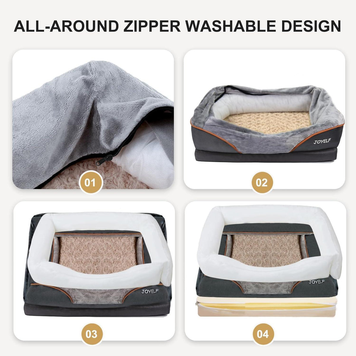 Orthopädisches Hundebett Memory-Schaum mit Nackenrolle & Geschenk