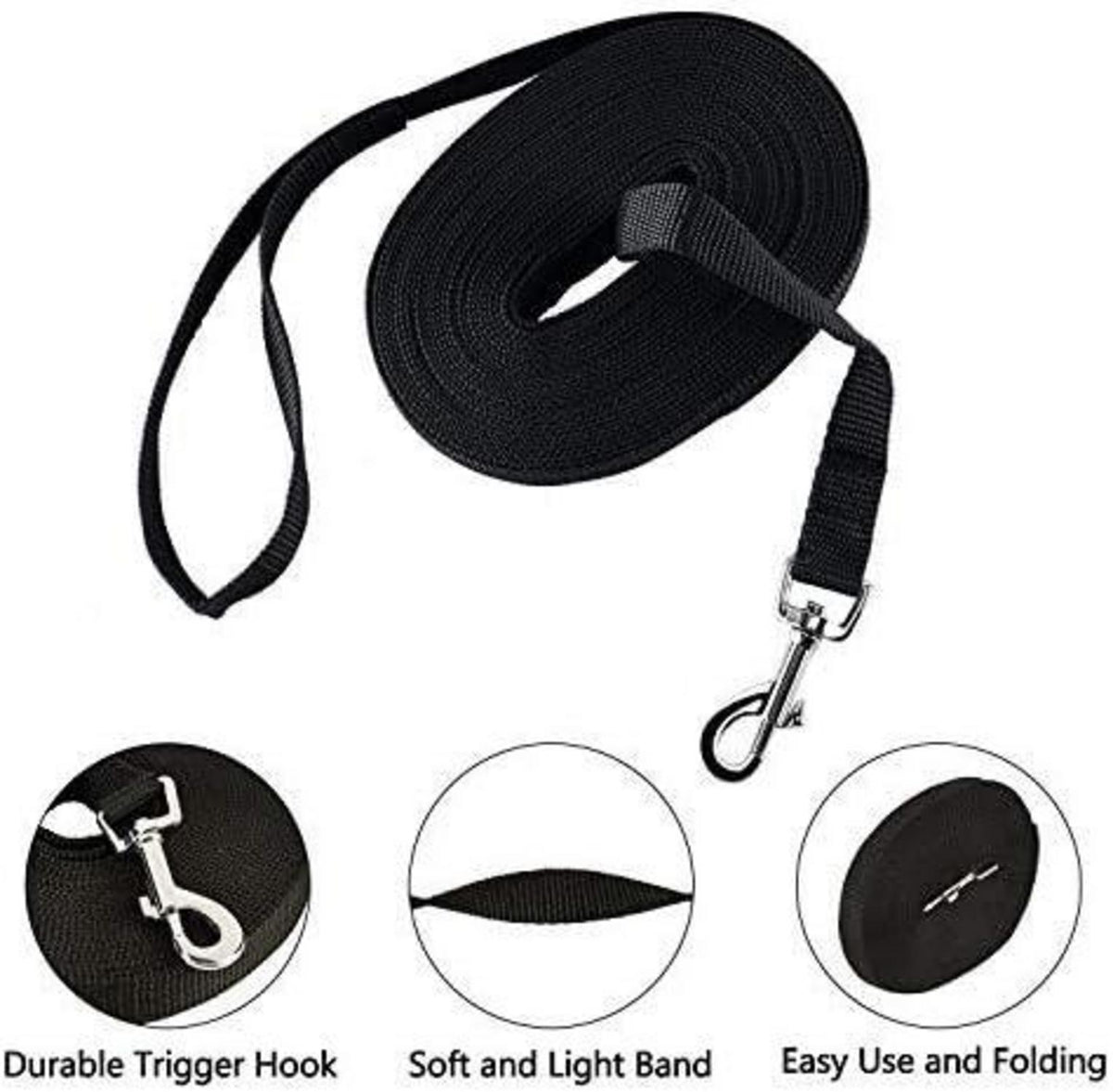 Schleppleine für Hunde Nylon Robuste Trainingsleine D-Karabiner 10m