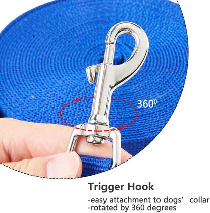 Robuste Schleppleine Hund 15m Nylon blau groß/klein D-Karabiner