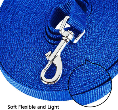 Hunde Schleppleine 15m Nylon Hundeleine D-Karabiner Griffpolster Blau