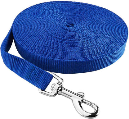 Hunde Schleppleine 15m Nylon Hundeleine D-Karabiner Griffpolster Blau