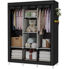 Kleiderschrank Stoff Schwarz Extra Boden Platz Eco-Friendly