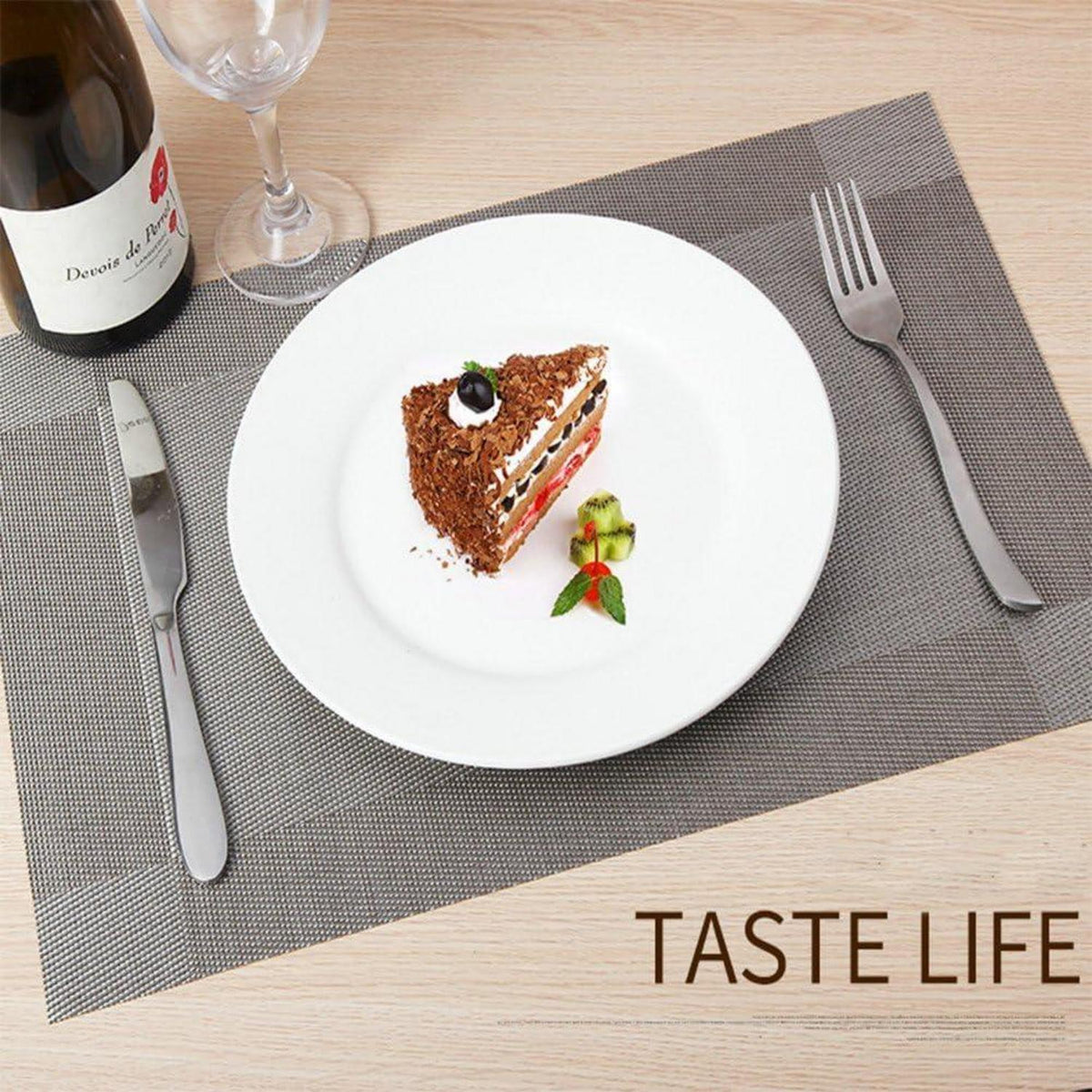 6er Set Platzsets Grau 30x45cm PVC Abwaschbar Hitzebeständig