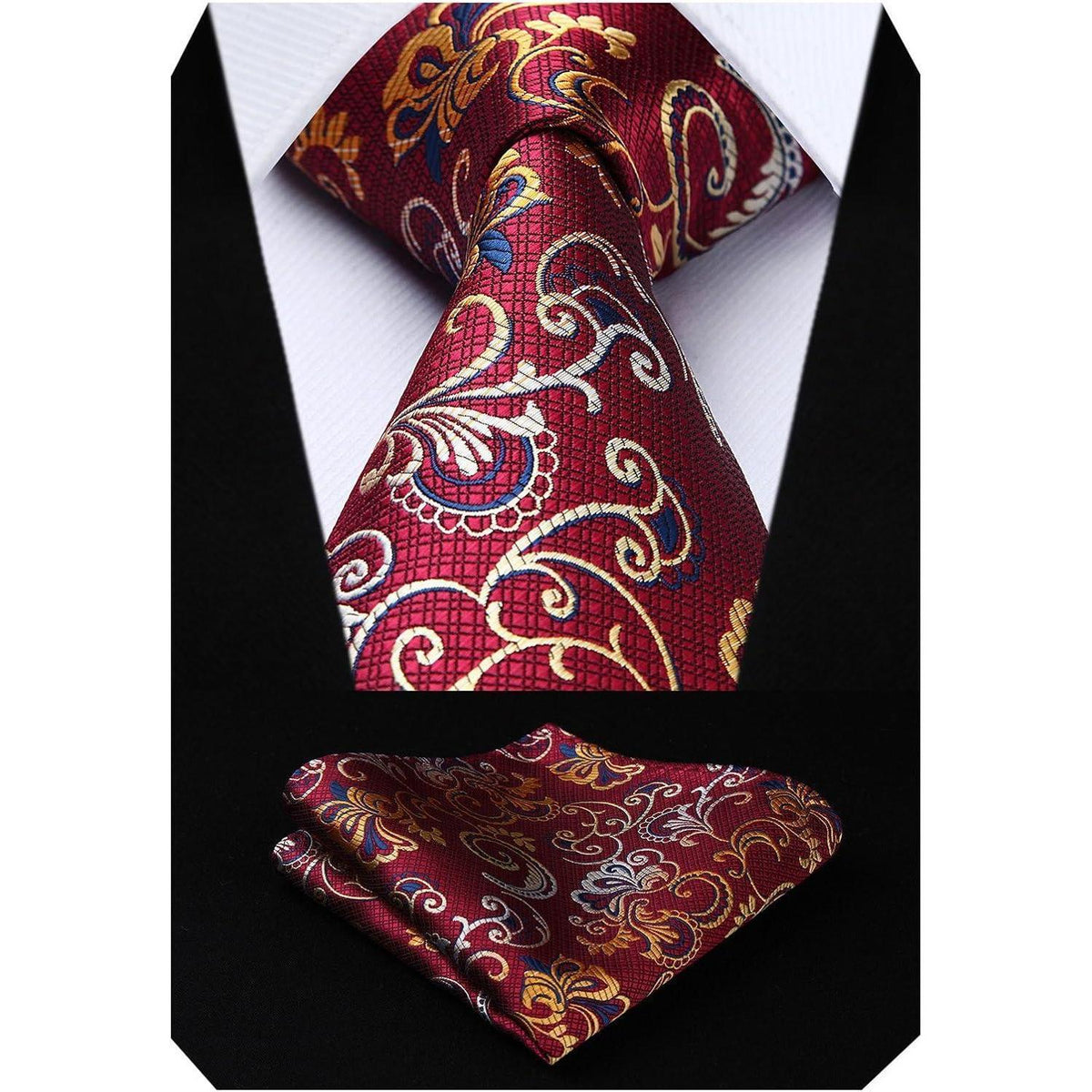 Krawatten-Set Seide Paisley Blumen Burgund