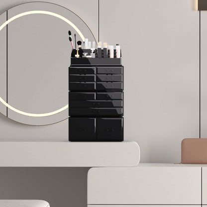 XXL Makeup Organizer Schwarz 4 Lagen Große Kapazität