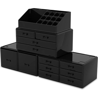 XXL Makeup Organizer Schwarz 4 Lagen Große Kapazität
