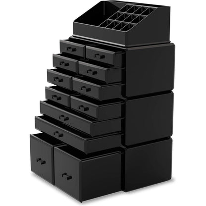 XXL Makeup Organizer Schwarz 4 Lagen Große Kapazität