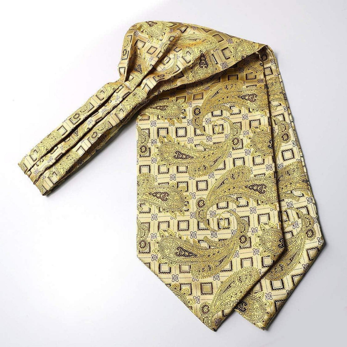 Herren Krawattenschal & Einstecktuch Set Gelbgold Paisley Jacquard