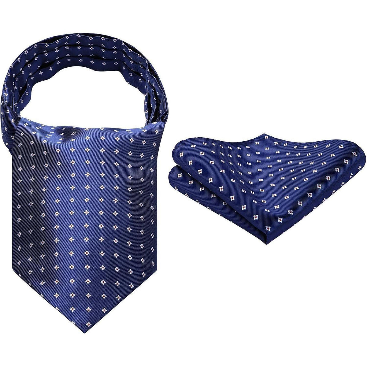 Herren Krawattenschal Paisley mit Einstecktuch Set Blau