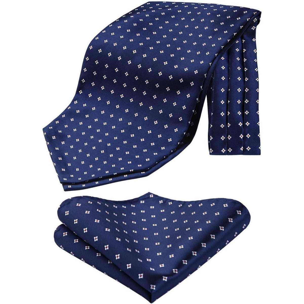 Herren Krawattenschal Paisley mit Einstecktuch Set Blau