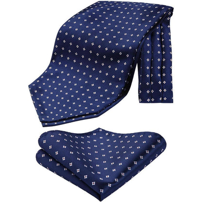Herren Krawattenschal Paisley mit Einstecktuch Set Blau