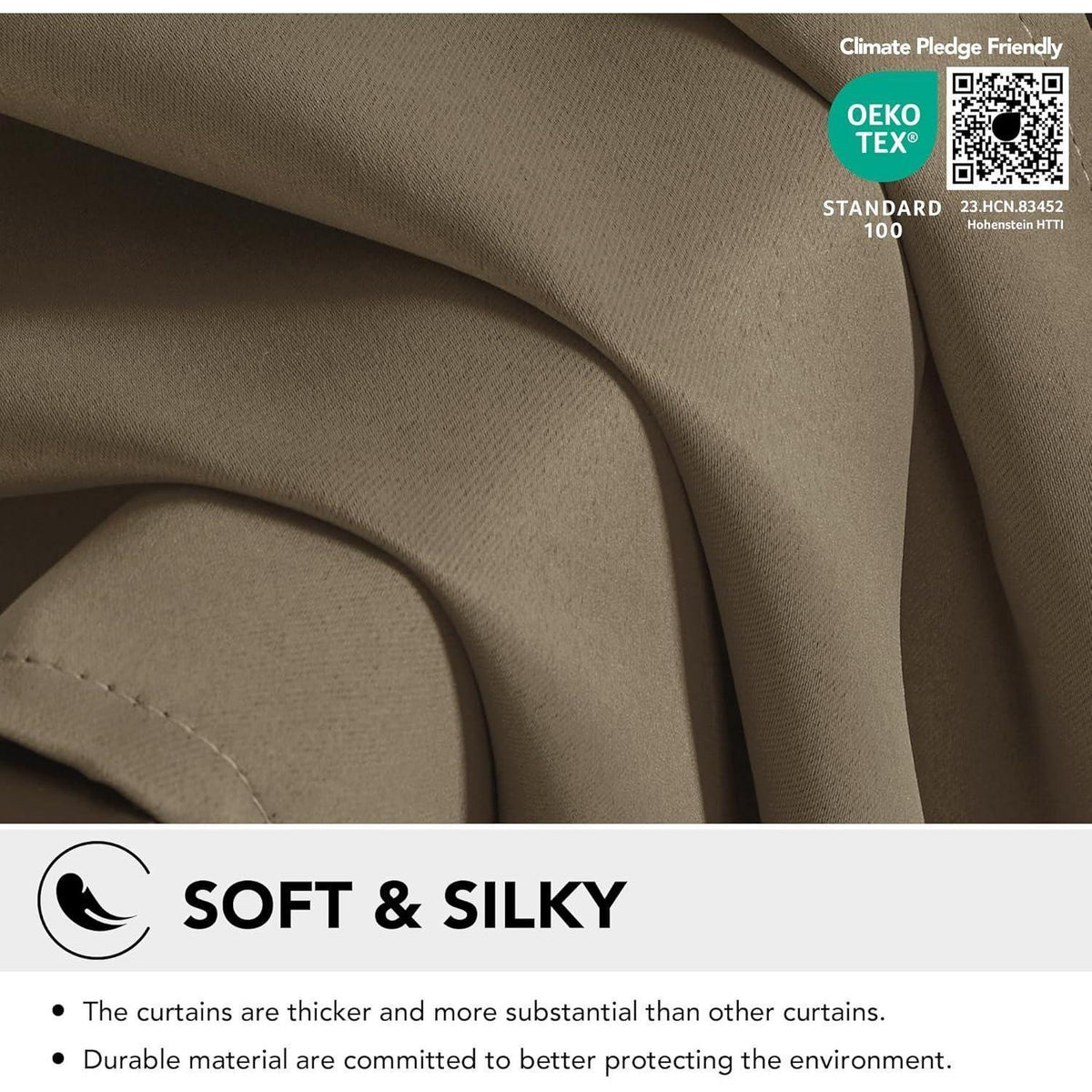 Blickdichte Vorhänge 2er Set, Taupe, 290x140 cm – Verdunkelung & Wärmeisolierung