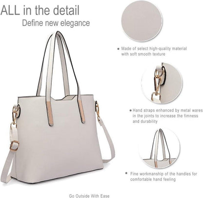 Damen Handtasche Schultertasche Tragetasche Tote Bag Set 3-teilig