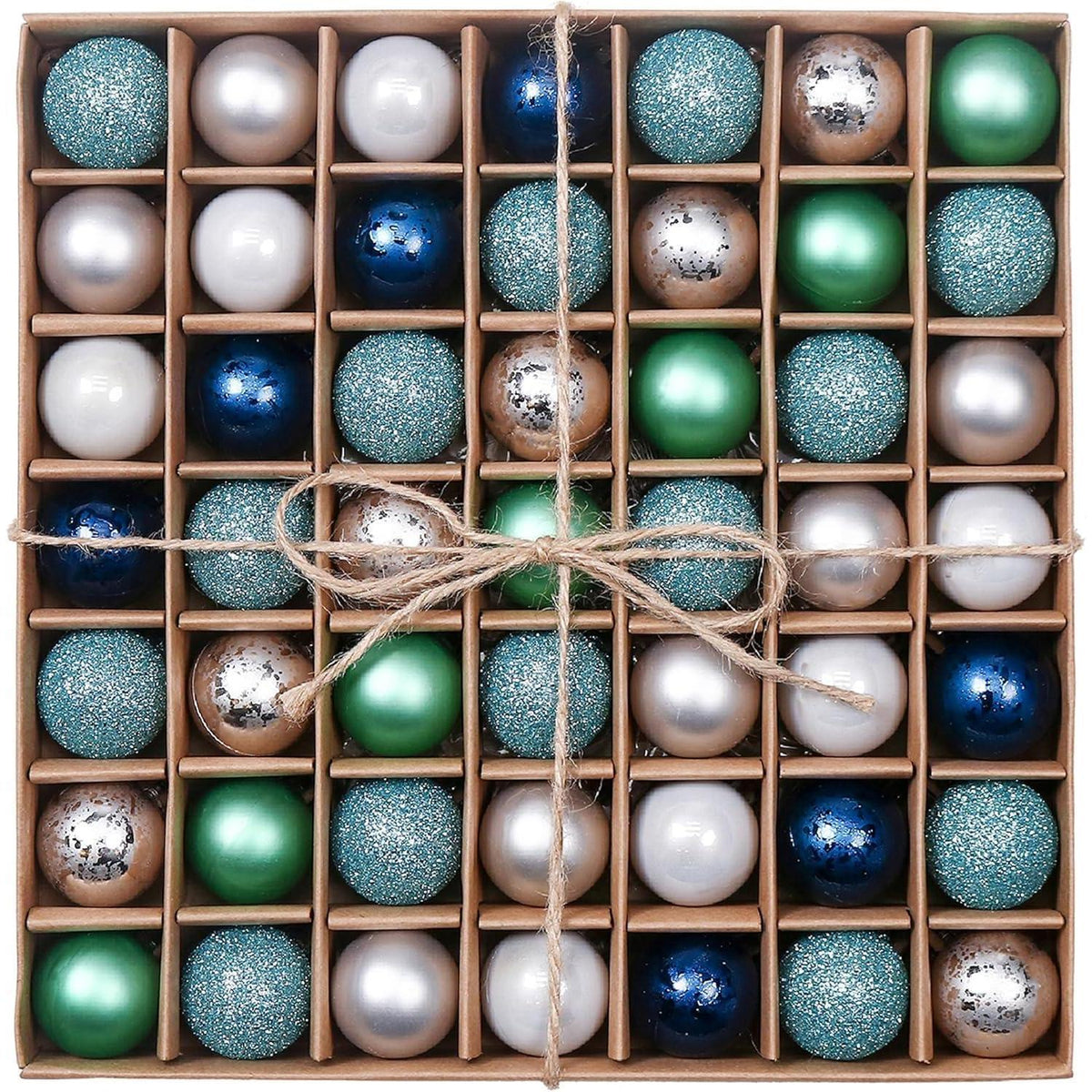 49x Weihnachtskugeln 3cm Blau Grün Silber Glänzend Matt Bruchfest