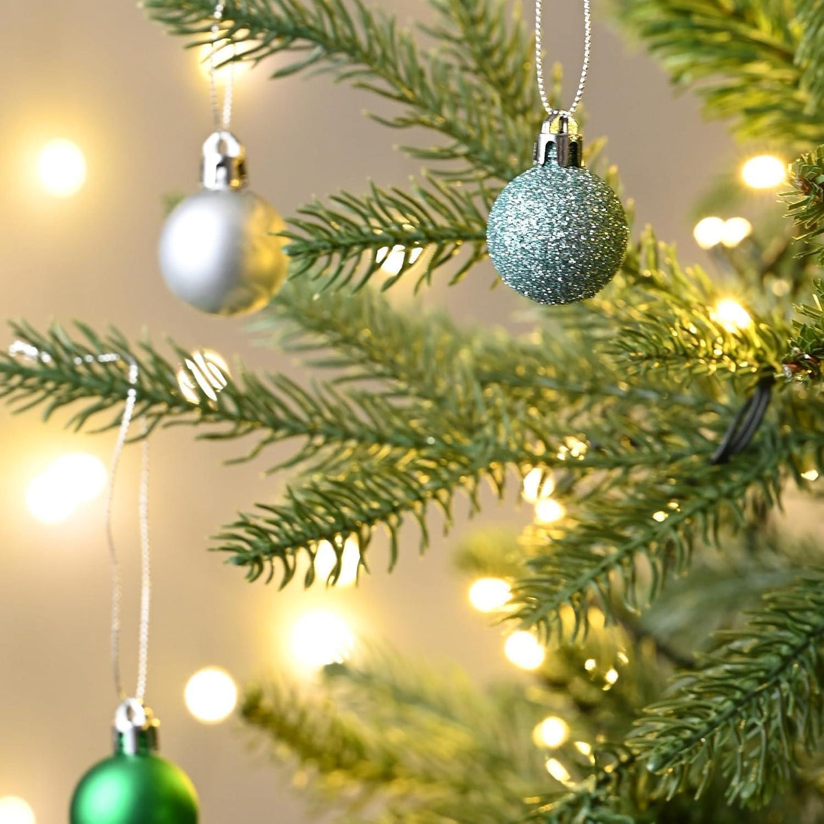 49x Weihnachtskugeln 3cm Blau Grün Silber Glänzend Matt Bruchfest