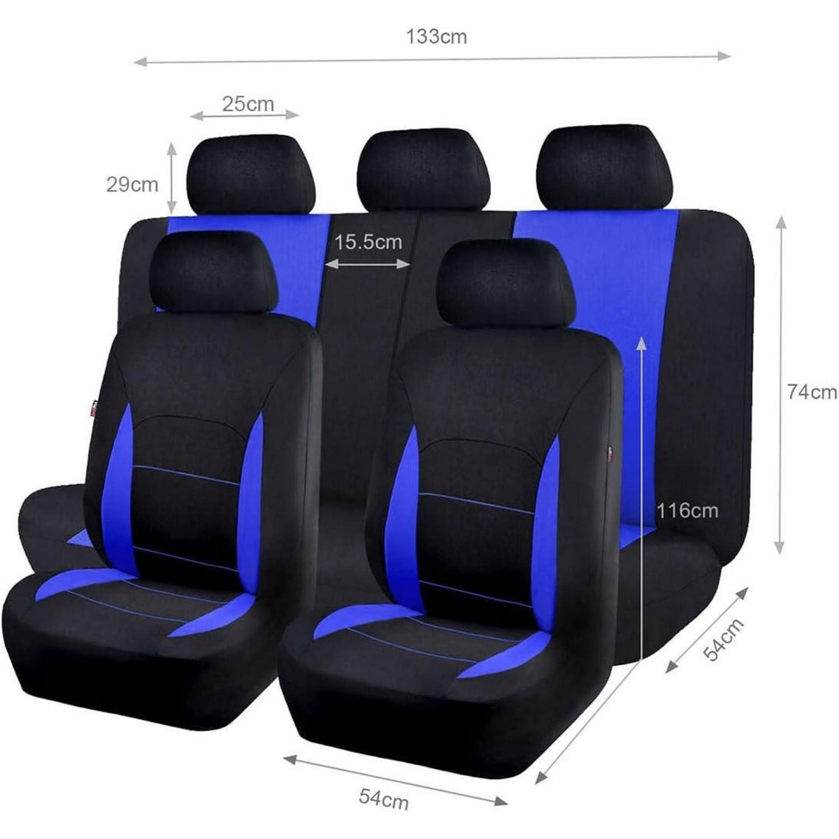 Sitzbezüge Auto Universal Set Blau Schwarz 5-teilig