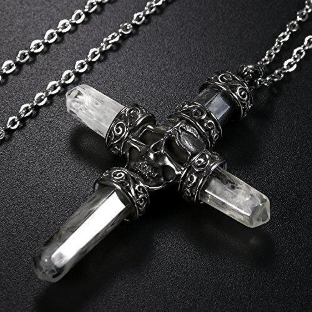 Herren Kreuz Halskette Edelstahl Vintage Retro Geschenk