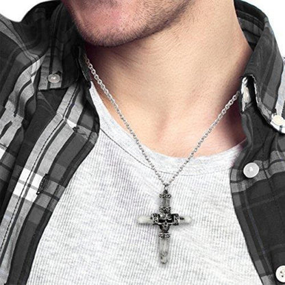 Herren Kreuz Halskette Edelstahl Vintage Retro Geschenk