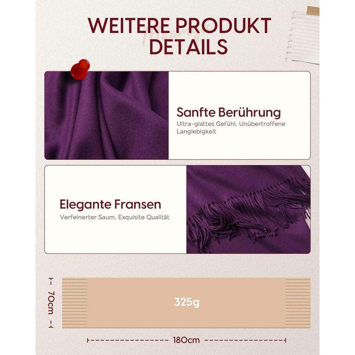 Damen Schal Baumwolle Warm Violett Stola