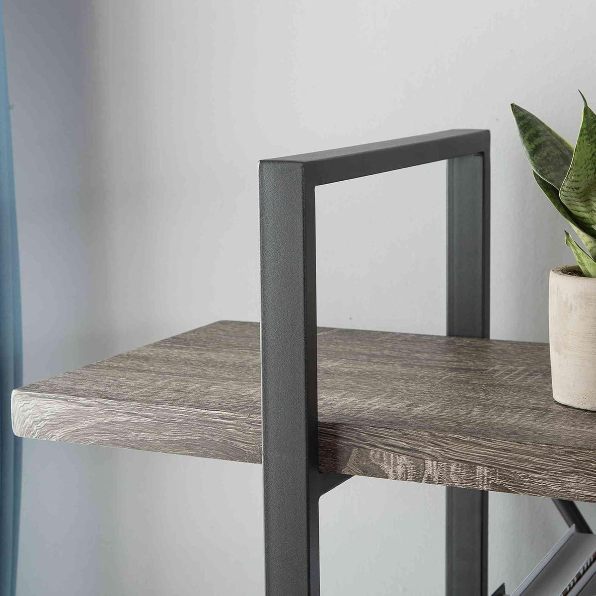 Industrielles Bücherregal Grau mit 3 Etagen – Metall & Holz