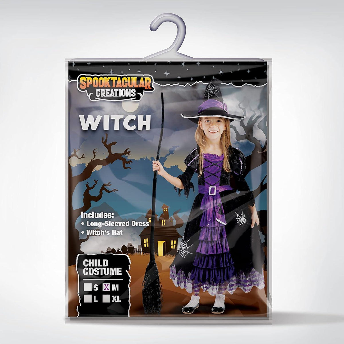 Mädchen Hexenkostüm Karneval Halloween Deluxe Set Größe Medium Lila