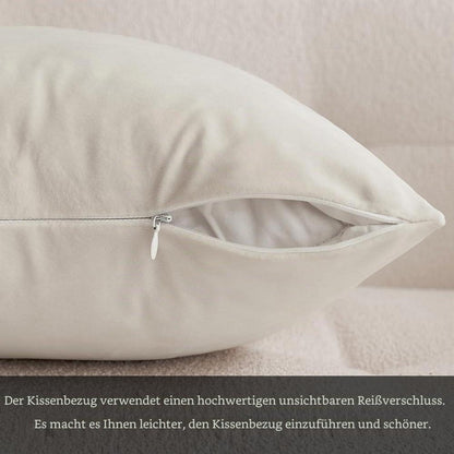 Samtkissenbezug 45x45 cm - 2er Set Cremeweiß