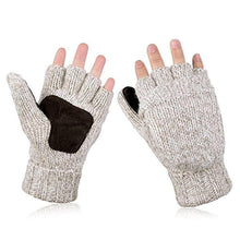 Damen Fingerlose Strickhandschuhe mit Klappfinger Vintage-Beige