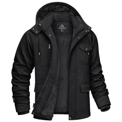 Herren Winterparka mit Kapuze – Warm gefüttert & Vieltaschen