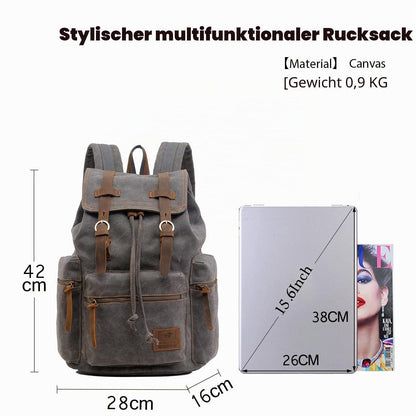 Leinwand Rucksack 15.6 Zoll Laptop Daypack Grau