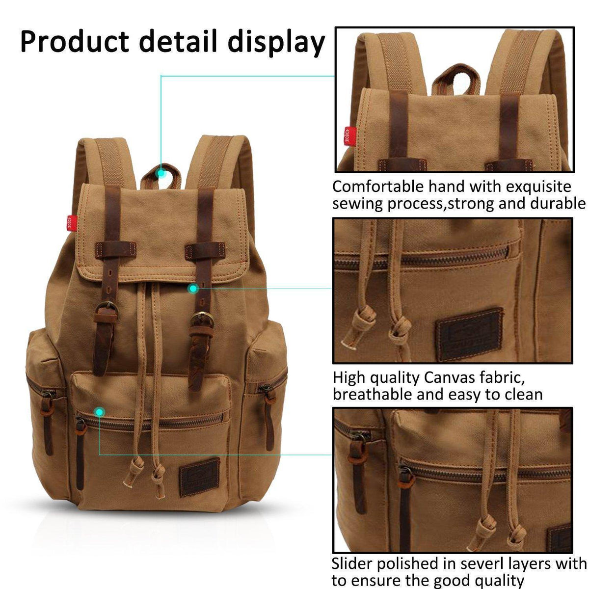 Leinwand Rucksack 15.6 Zoll – Daypack für Reisen & Alltag