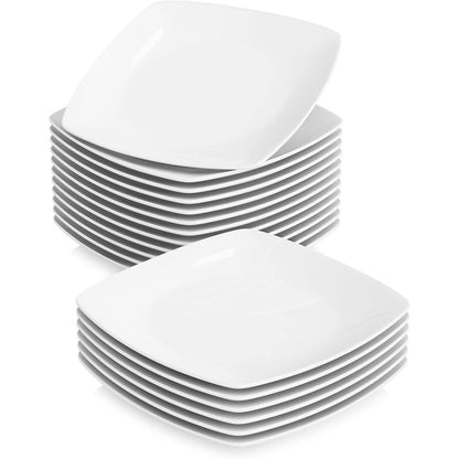 18-teiliges Flachteller Set Grau-Weiß Stapelbar