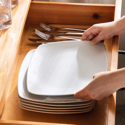 18-teiliges Flachteller Set Grau-Weiß Stapelbar