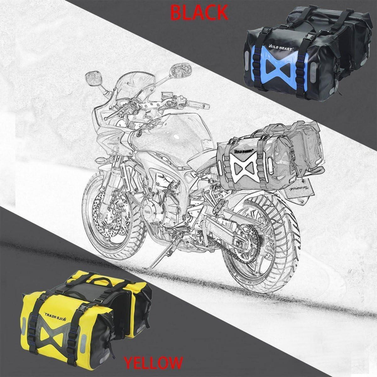 Wasserdichte Motorrad Satteltasche 50L Gelb mit Reflektoren