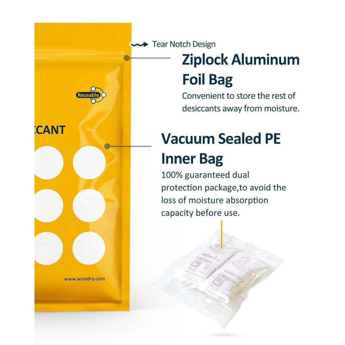 Silicagel Trockenmittel 50g (4er Pack) mit Feuchtigkeitsanzeige