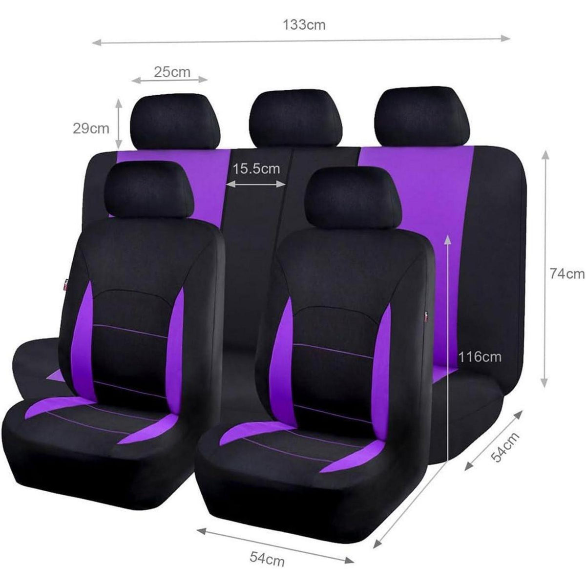 Flying Banner Sitzbezüge Auto Universal Set Lila/Schwarz 11 Teile