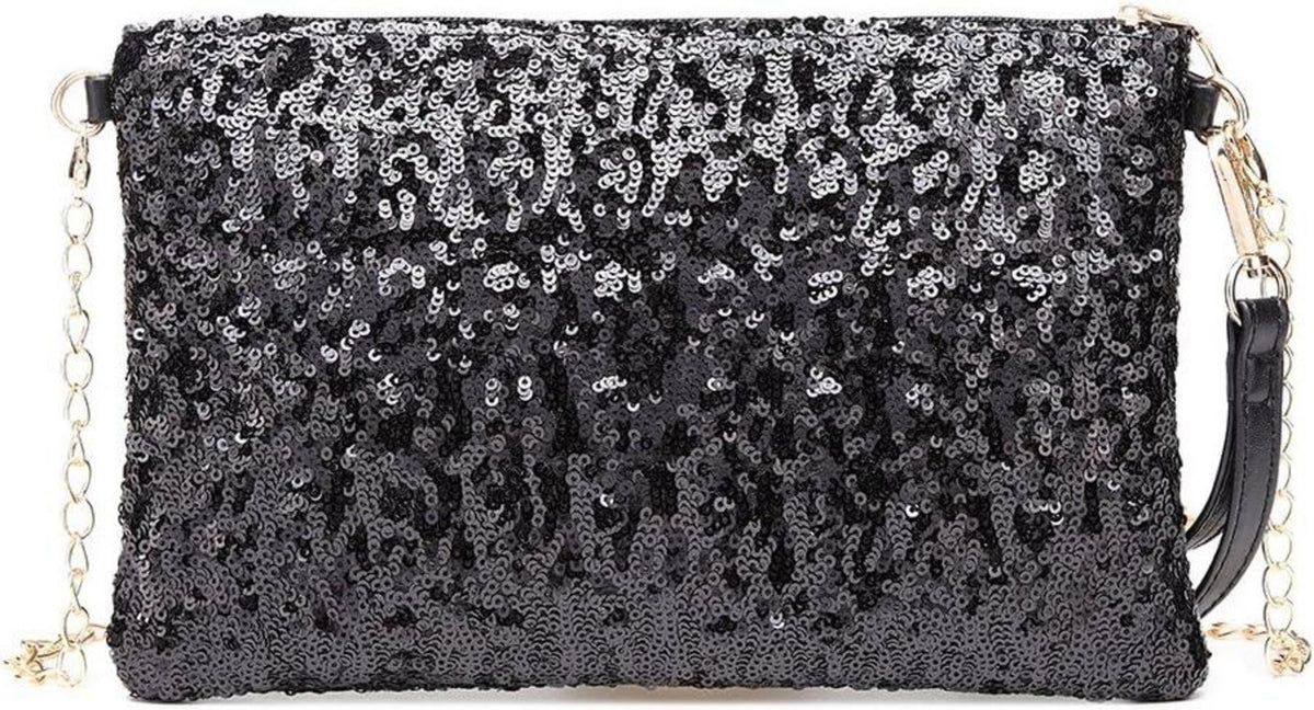 Miss Lulu Mini Pailletten Clutch Umhängetasche Damen Blau