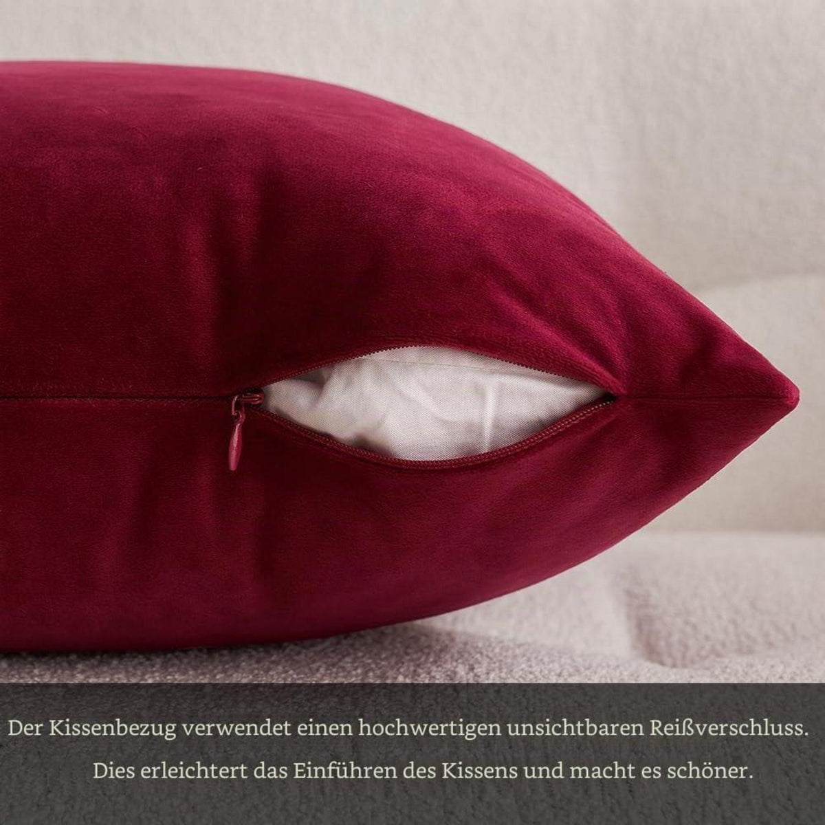 Samtkissenbezug 40x40 cm Weinrot - 2er Set