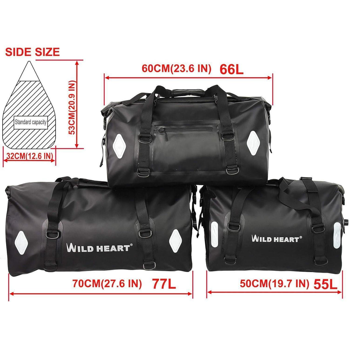 Wasserdichte Motorradtasche 55L/66L/77L – Robust & Vielseitig