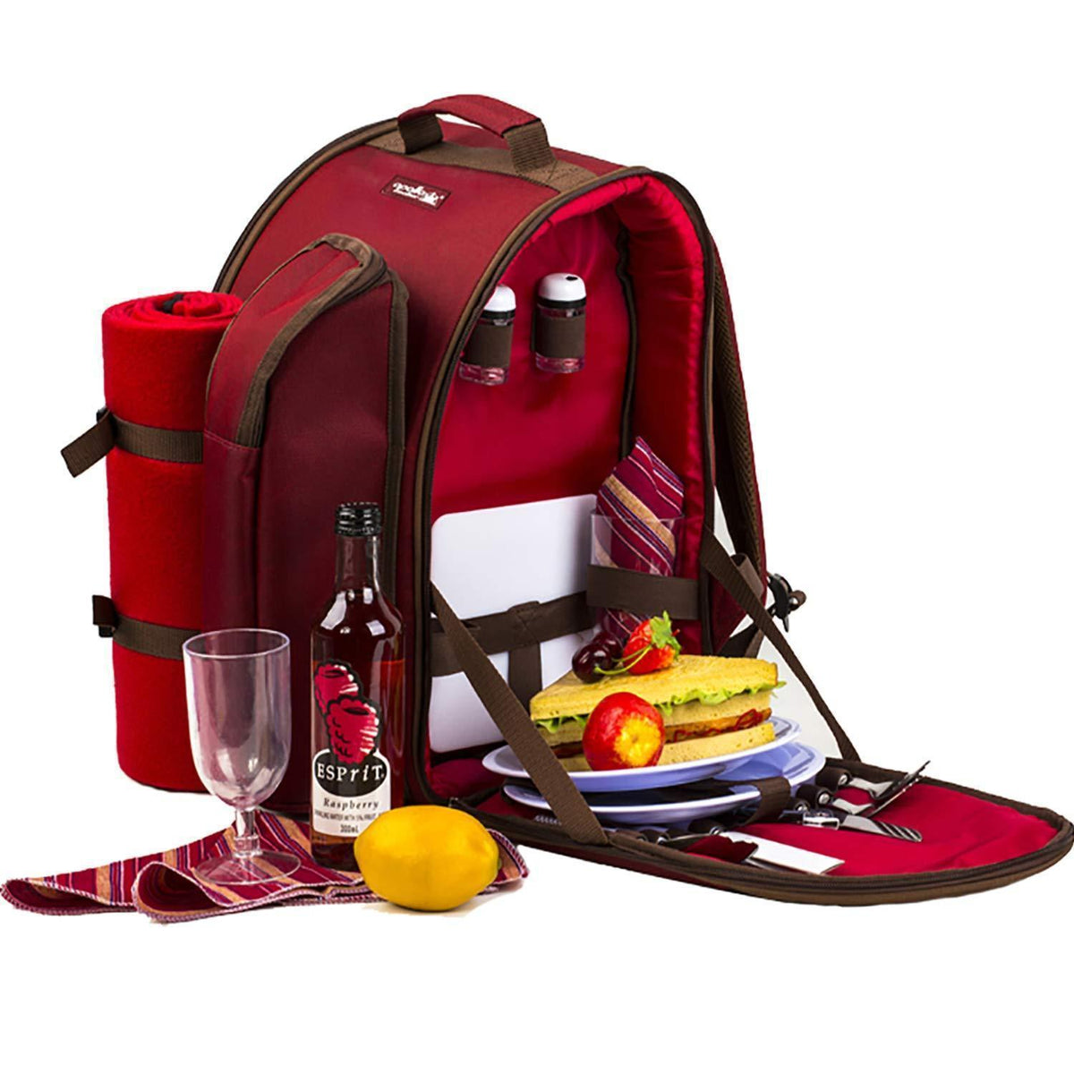 Picknickrucksack 2 Personen mit Set & Decke – Rot