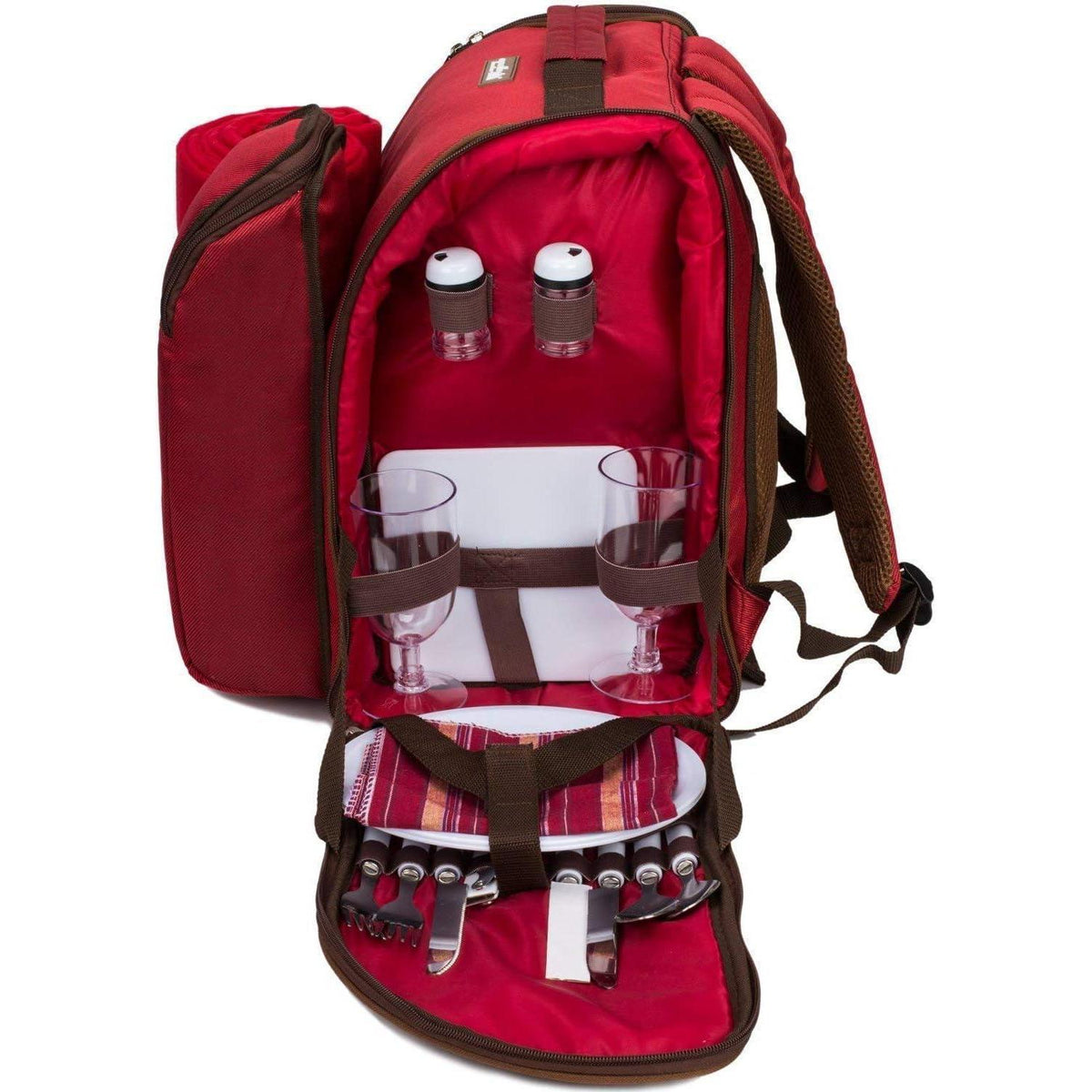 Picknickrucksack 2 Personen mit Set & Decke – Rot