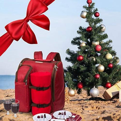 Picknickrucksack 2 Personen mit Set & Decke – Rot