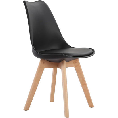 Esszimmerstühle Set 4er – Schwarz, Buchenholz in Lederoptik