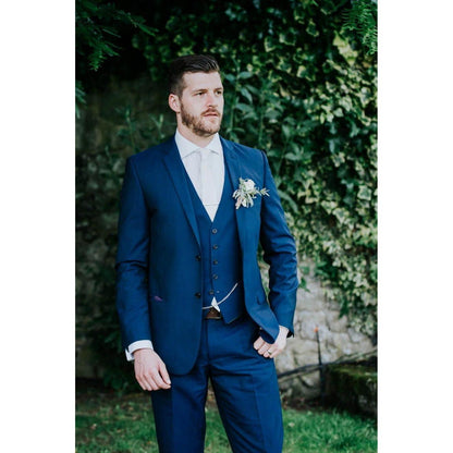 Herren Krawatten- und Einstecktuch-Set, einfarbig, für Hochzeiten & Partys