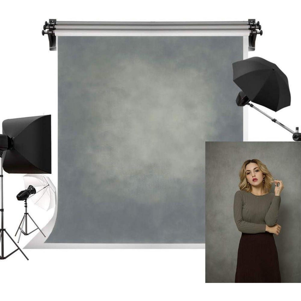 Mikrofaser Fotohintergrund Grau 3x6m Vintage Studio